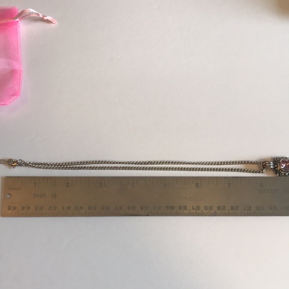 Pink Rhinestone Necklace Silvertone Chunky - Picture 5 of 6